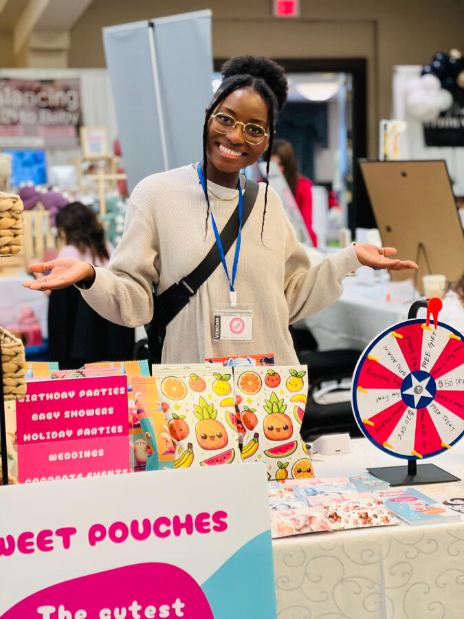 A picture of Liz at the Womb to Walking Baby Show