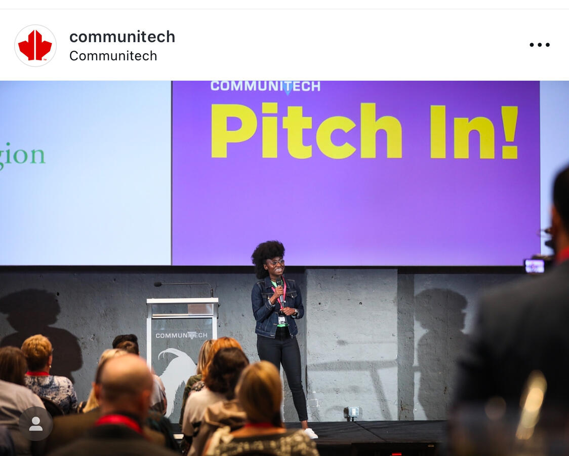 Liz pitched Junior Achievement Waterloo Region, at Pitch-In - an event sponsored by Communitech and Plugin to encourage volunteerism.
